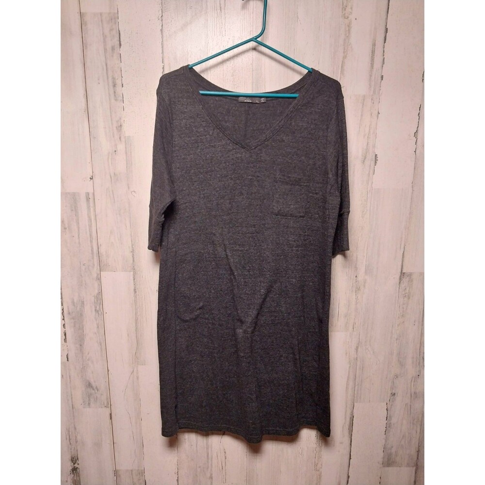 Prana Matilda Shift Dress Women XL Charcoal Gray V-Neck Organic Cotton